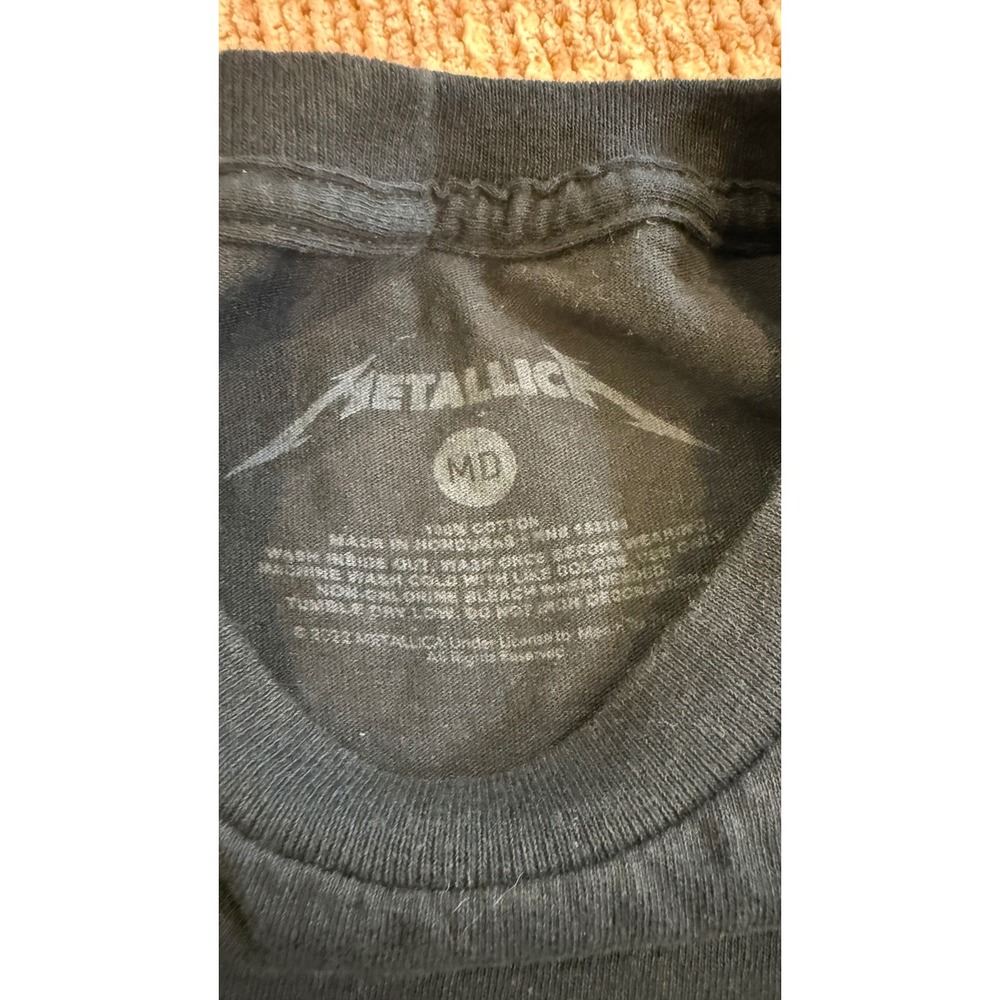 Metallica Graphic T-Shirt Mens Medium Black Neon Green Skeleton Electric Band - Picture 3 of 5